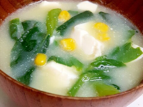 簡単！(^^)菜の花の白味噌コーンスープ♪